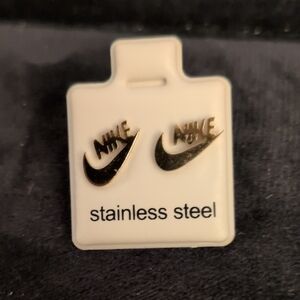 Nike Gold Logo Stainless Steel Earrings